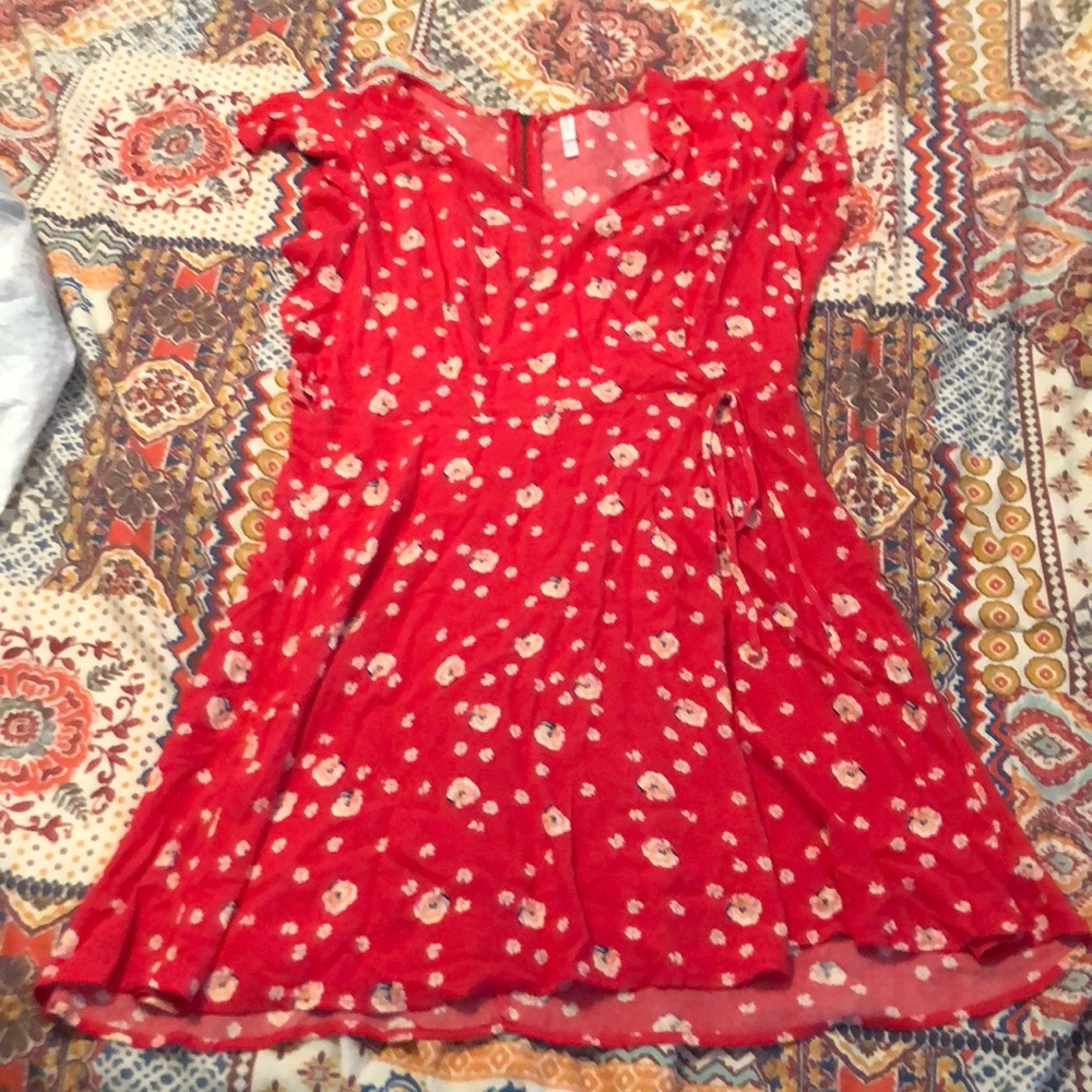 Red wrap dress